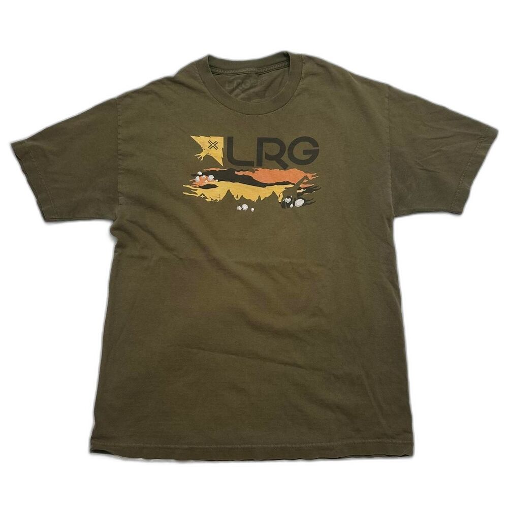 LRG Men's Medium Army Green Graphic Tee T-Shirt Life Research Group